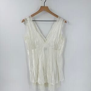 Sere Nade Ivory Pleated Satin Nightgown‎ Chemise Size L
